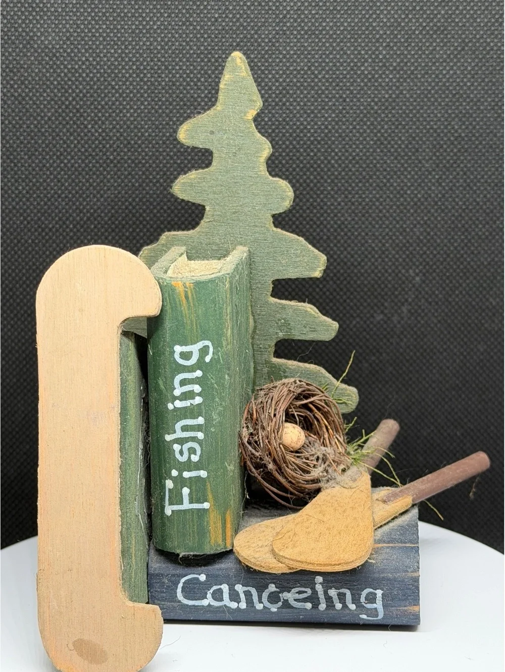 Fishing and canoeing rustic sign